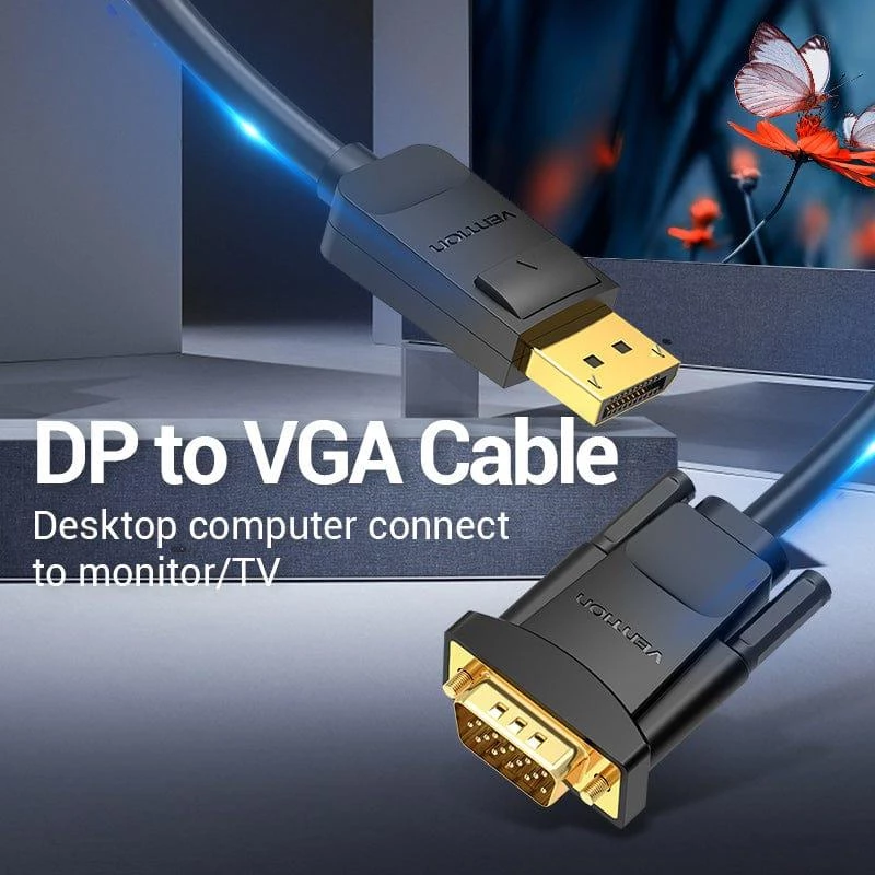 Laidas DP į VGA 2M/JUODAS Hblbh Vention