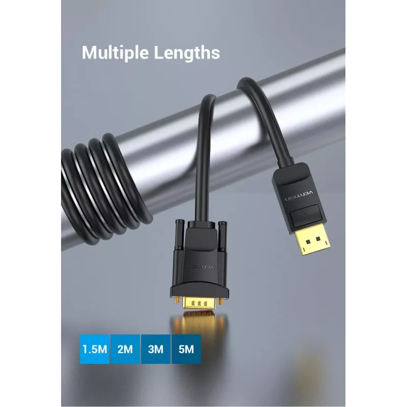 Laidas DP į VGA 2M/JUODAS Hblbh Vention