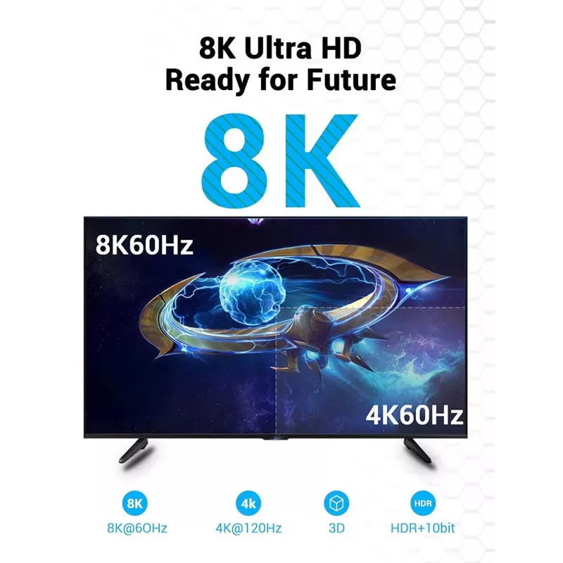 HDMI kabelis 8K/10M Juodas Aanbl Vention