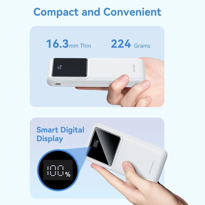 Power Bank USB 10000 mAh 22,5 W juodas FHKB0 Vention