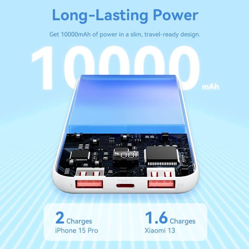 Power Bank USB 10000 mAh 22,5 W juodas FHKB0 Vention