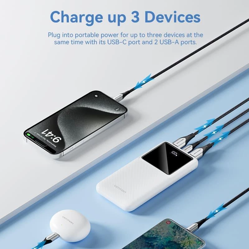 Power Bank USB 10000 mAh 22,5 W juodas FHKB0 Vention