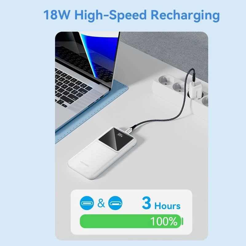 Power Bank USB 10000 mAh 22,5 W juodas FHKB0 Vention