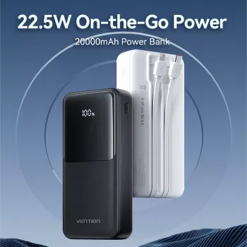 Power Bank USB 20000 mAh 22,5 W juodas FHPB0 Vention