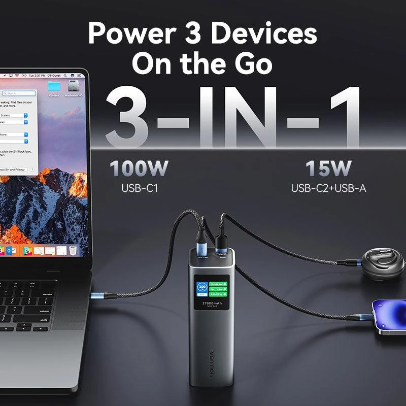 Power Bank USB 27000 mAh 140W / FKEH0 Vention