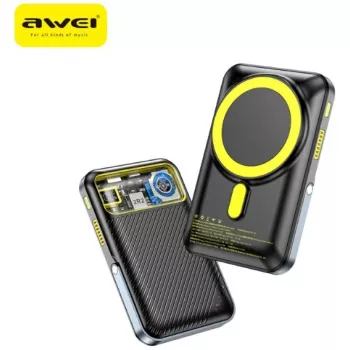 Powerbank Awei PA-10 10000mAh belaidis magnetinis MagSafe juodas