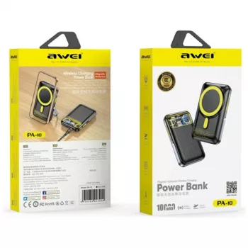 Powerbank Awei PA-10 10000mAh belaidis magnetinis MagSafe juodas