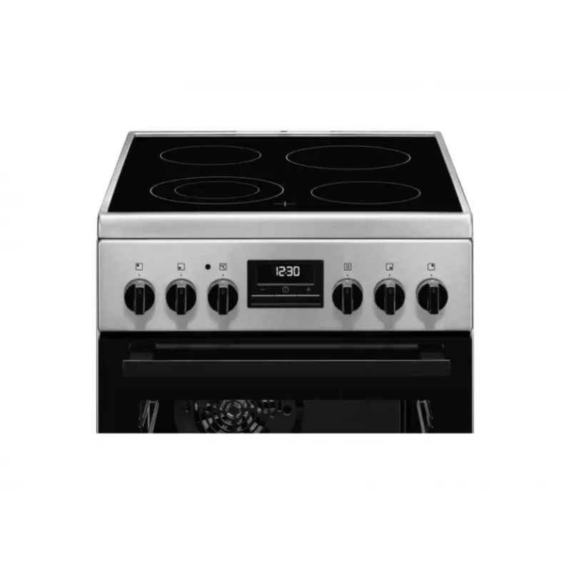 Laisvai pastatoma elektrinė viryklė Electrolux LKR540266X — 4-ių zonų keraminė kaitlentė, elektrinė orkaitė 57 L, nerūdijantis plienas, energijos klasė A, 50 cm