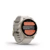 Išmanusis laikrodis GARMIN Fenix 8 43 mm, 1,3 colio AMOLED 416×416, liečiamas ekranas, Wi‑Fi, GPS, 32 GB, auksinis korpusas, pilkas odinis dirželis