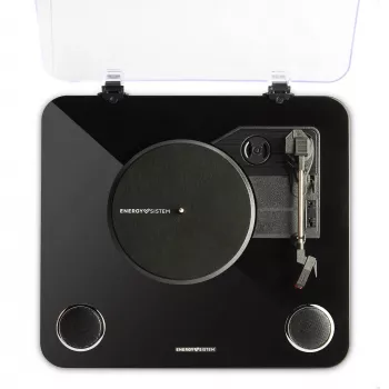 Pavarų diržu varomas vinilinis grotuvas Energy Sistem BlackSpin juodas permatomas 33 45 78 aps/min
