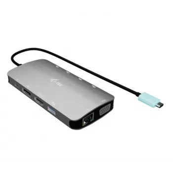 Docking stotelė ITEC i-tec USB-C Metal Nano 3x ekranas (DP, HDMI, VGA) su Power Delivery 100 W, 4x USB-A, Gigabit Ethernet