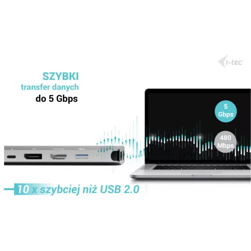 Docking stotelė ITEC i-tec USB-C Metal Nano 3x ekranas (DP, HDMI, VGA) su Power Delivery 100 W, 4x USB-A, Gigabit Ethernet