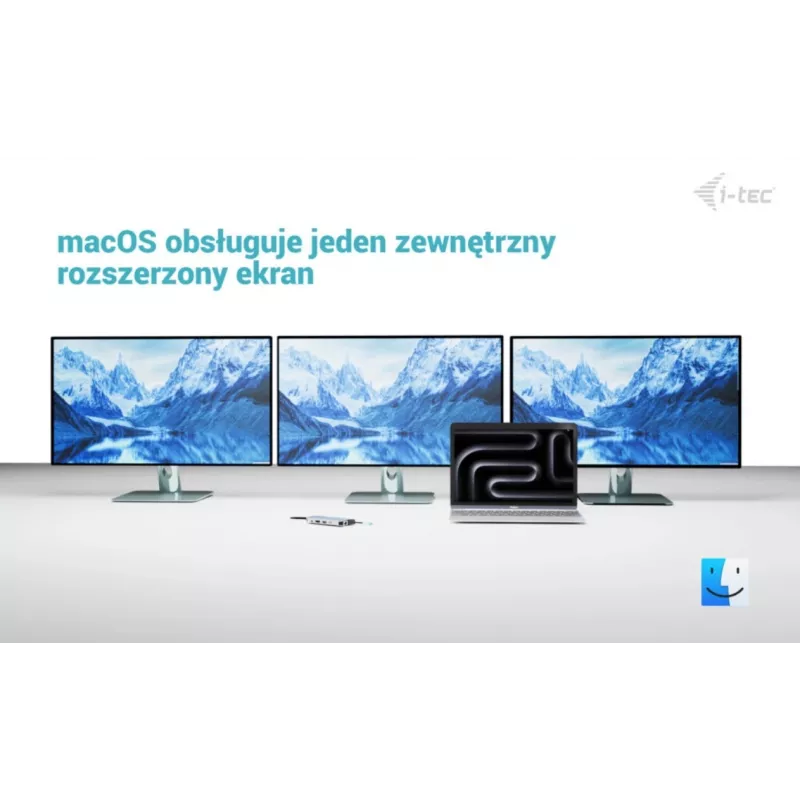 Docking stotelė ITEC i-tec USB-C Metal Nano 3x ekranas (DP, HDMI, VGA) su Power Delivery 100 W, 4x USB-A, Gigabit Ethernet