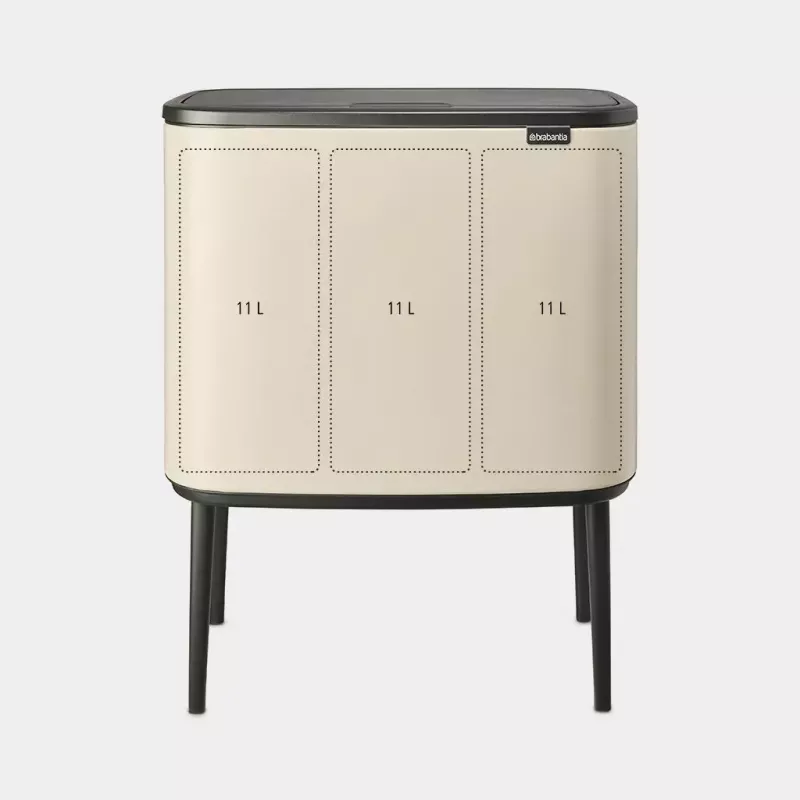 Brabantia Bo Touch Bin šiukšlių dėžė 33 L 3 krepšeliai Smėlio spalva