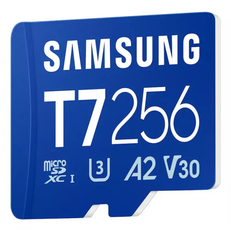 „Samsung T7“ microSDXC atminties kortelė 256 GB, mėlyna, UHS-I U3 V30, skaitymas iki 170 MB/s