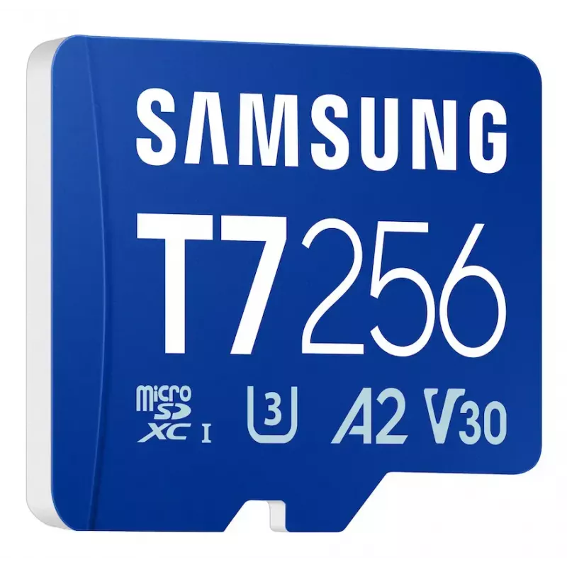 „Samsung T7“ microSDXC atminties kortelė 256 GB, mėlyna, UHS-I U3 V30, skaitymas iki 170 MB/s