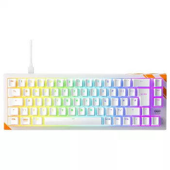 Mechaninė žaidimų klaviatūra Cherry K5 Pro TMR Compact — 65 % QWERTY USB laidinė, RGB, magnetiniai jungikliai, oranžinė/balta