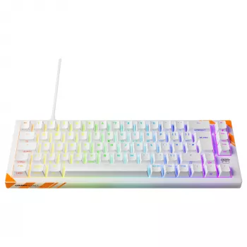Mechaninė žaidimų klaviatūra Cherry K5 Pro TMR Compact — 65 % QWERTY USB laidinė, RGB, magnetiniai jungikliai, oranžinė/balta