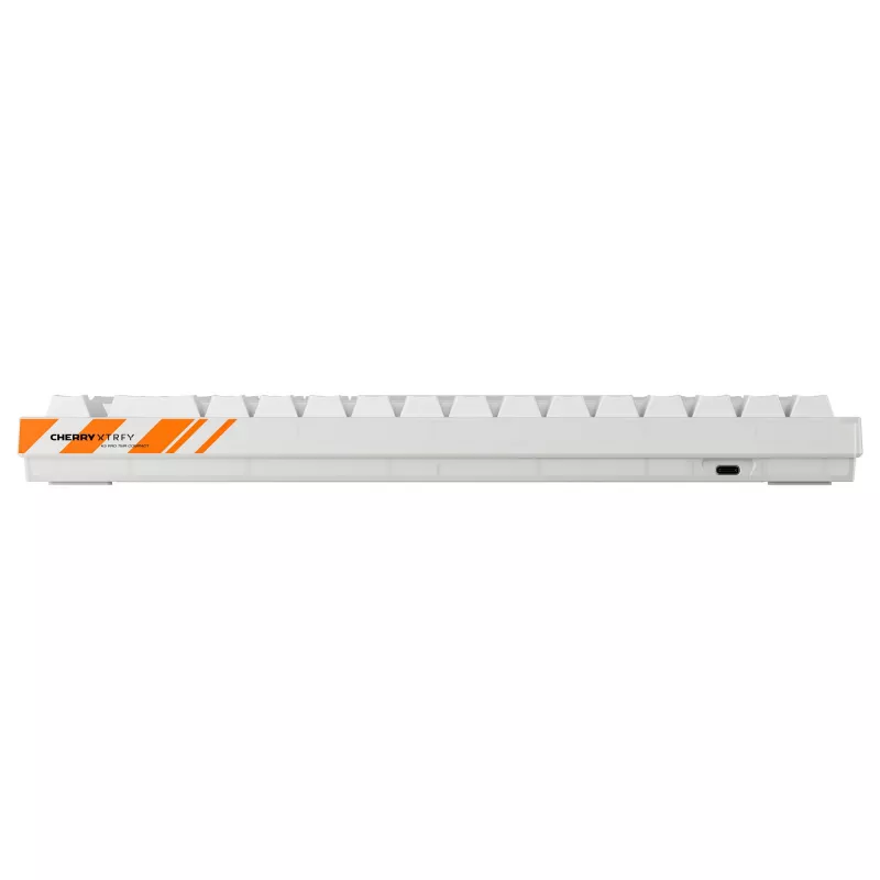 Mechaninė žaidimų klaviatūra Cherry K5 Pro TMR Compact — 65 % QWERTY USB laidinė, RGB, magnetiniai jungikliai, oranžinė/balta