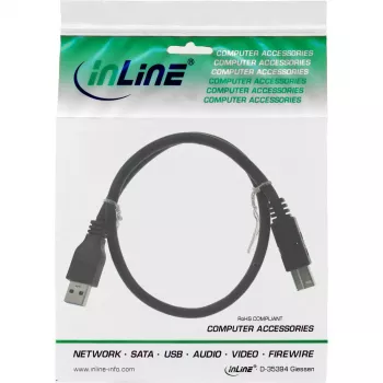 InLine USB 3.2 Gen.1 laidas, A tipo kištukas į B tipo kištuką, 5 Gbit/s, 1,5 m, juodas