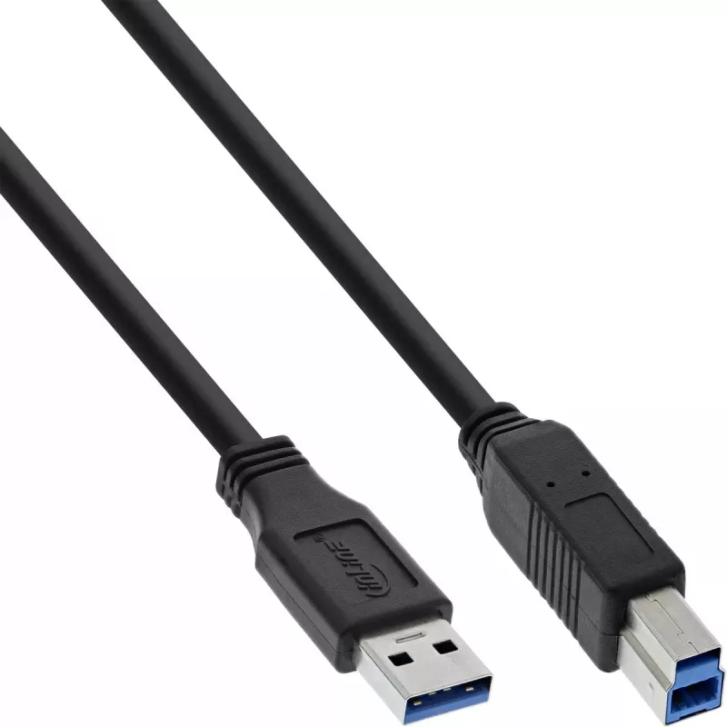 InLine USB 3.2 Gen.1 laidas, A tipo kištukas į B tipo kištuką, 5 Gbit/s, 1,5 m, juodas