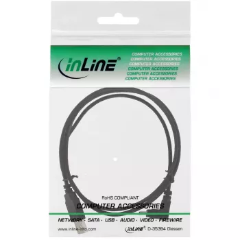 USB A / Mini-USB 5 pin žemyn 90° kampu juodas 0,3 m InLine 34203