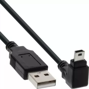 USB A / Mini-USB 5 pin žemyn 90° kampu juodas 0,3 m InLine 34203