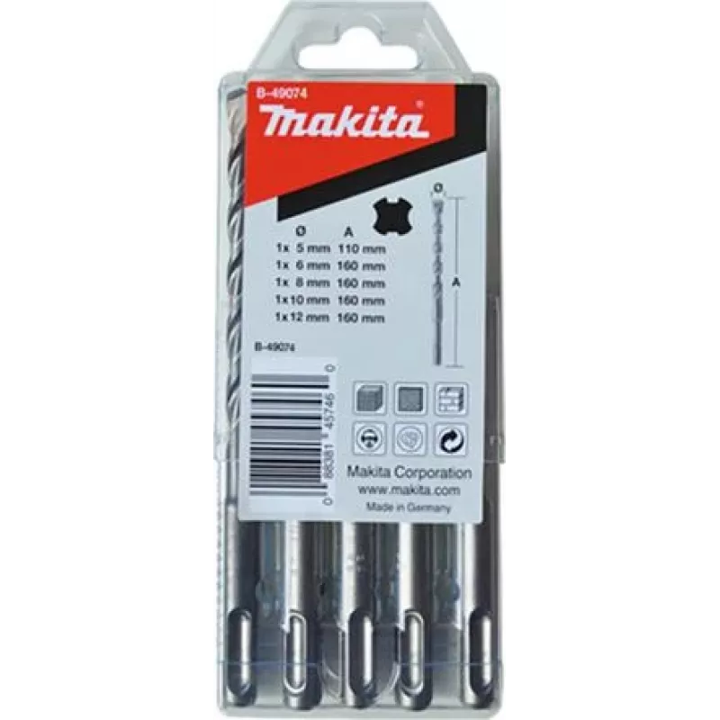 MAKITA B-49074 – HM gręžtukų rinkinys V-PLUS Nr. 3 kombinuotam plaktukui HR2470 (50,0 / 100 mm darbinis ilgis | 5 vnt.) (B-49074)