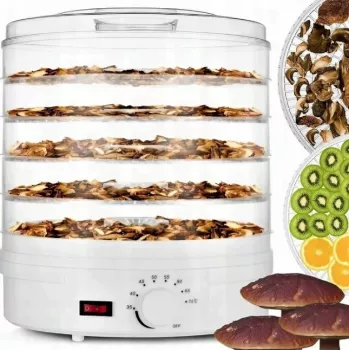 Extralink Home Didelė džiovykla grybams, vaisiams, daržovėms ir žolelėms Pro 500W + 5 padėklai 27 cm balta