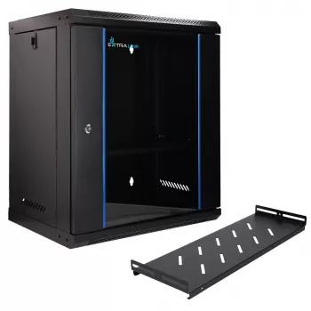 Extralink Lite 12U 530X400 sieninis stovo spintos korpusas juodas su lentyna
