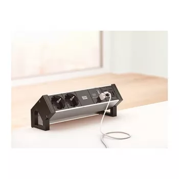 BACHMANN DESK2 ALU BLACK 2x įžemintas kištukas 1x USB įkroviklis 1x ABD GST18