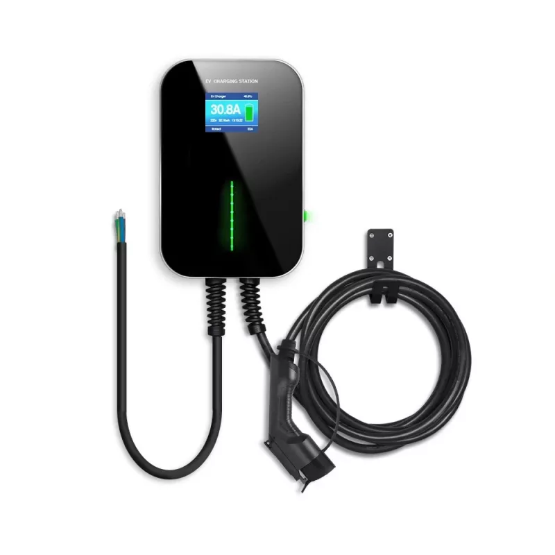 Extralink BS20-BC-22kW-APP elektromobilio įkroviklis 2 tipo 32A 22kW, 3 fazės, LCD ekranas, programėlė, 6,1 m