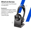 Ausinės HP Poly Voyager Focus 2-M USB-C-C su USB-C/A adapteriu, įkrovimo stovu ir Poly+ 3 metų garantija