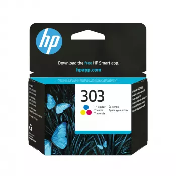 Originalus HP 303 spalvotas kasečių rinkinys (žydra, rausvai raudona, geltona), standartinis, 165 puslapiai, 1 vnt.