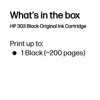 Kasetė HP 303 Black Original – pigmentinis juodas rašalas