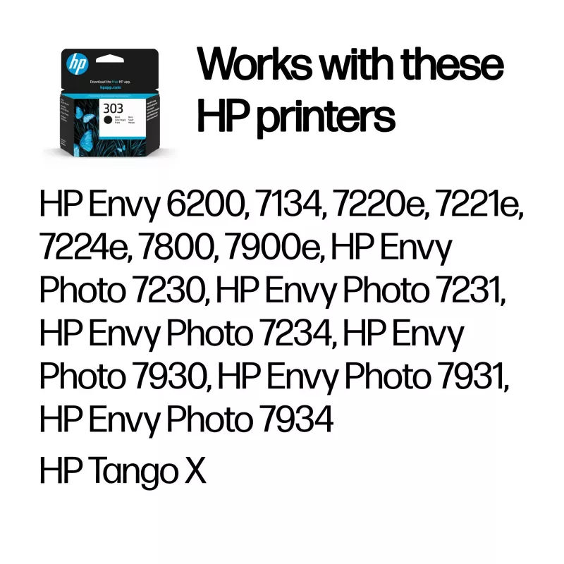 Kasetė HP 303 Black Original – pigmentinis juodas rašalas