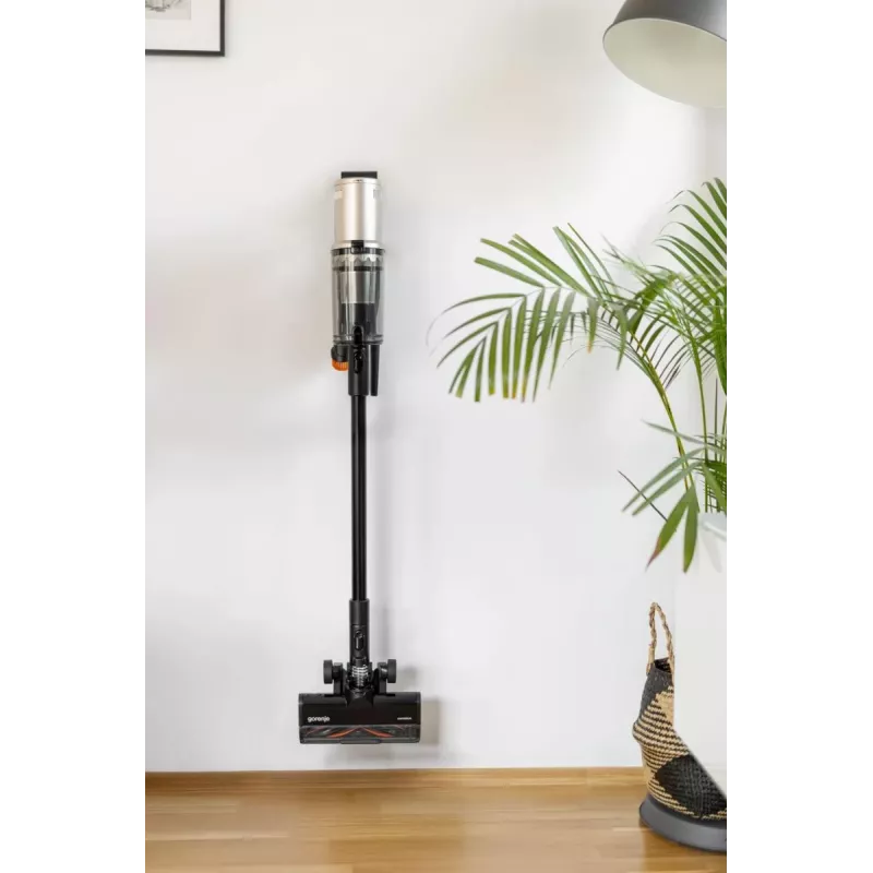 Gorenje SVC259441NFGO 2-in-1 lazdelinis dulkių siurblys, akumuliatorinis, sausas valymas, HEPA filtras, be maišelio, 0,6 l, 350 W, auksinis