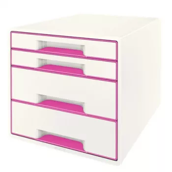 Leitz WOW Cube stalčius 4 stalčiai, plastikinis, rožinė/balta
