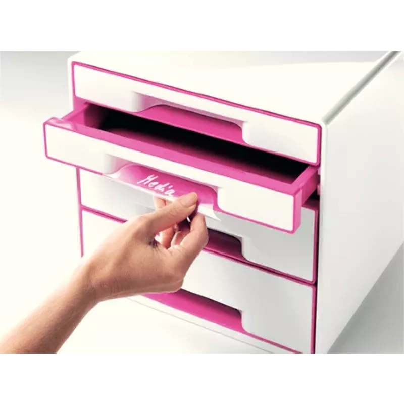 Leitz WOW Cube stalčius 4 stalčiai, plastikinis, rožinė/balta