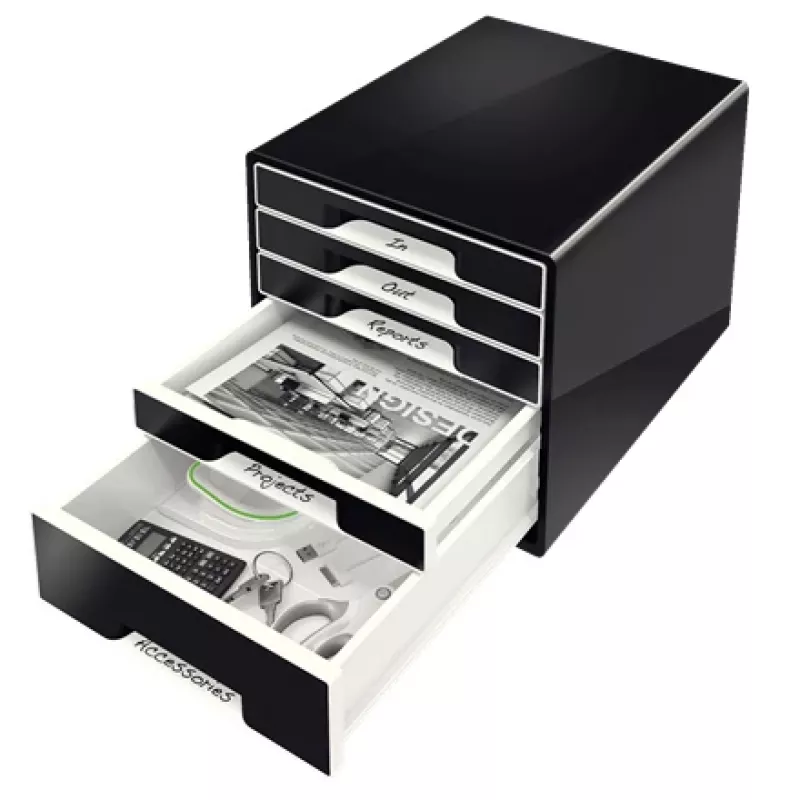 Leitz Desk Cube 5 stalčių, 5 stalčiai, Plastikas, Juoda, 1 vnt., 270 mm, 287 mm