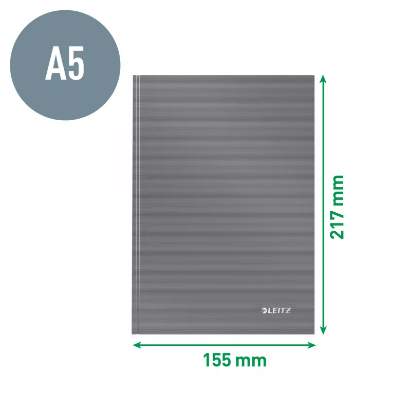 Leitz Solid kietas užrašų knygelė A5 liniuota 90 g 80 lapų, vienspalvė, juoda