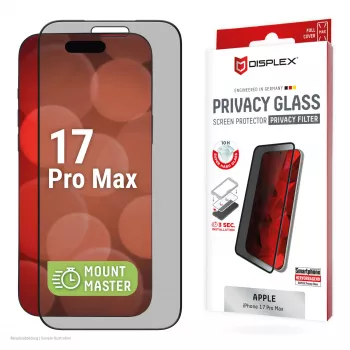 Privatumą užtikrinantis grūdintas stiklas e.v.i. Displex (10H) Apple iPhone 17 Pro Max, privatumo filtras