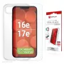 Apsauginis stiklas ir dėklas e.v.i. Displex, skirtas Apple iPhone 16e/17e, grūdintas stiklas, permatomas, atsparus įbrėžimams