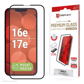 Grūdinto stiklo apsauginis stikliukas e.v.i. Displex Premium (Full Cover, 10H), skirtas Apple iPhone 16e/17e