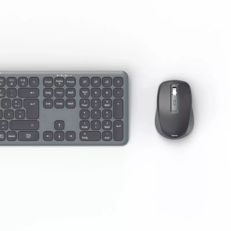 Hama WKM-550 belaidis klaviatūros ir pelės rinkinys, RF Wireless + Bluetooth, QWERTZ vokiškas išdėstymas, juoda