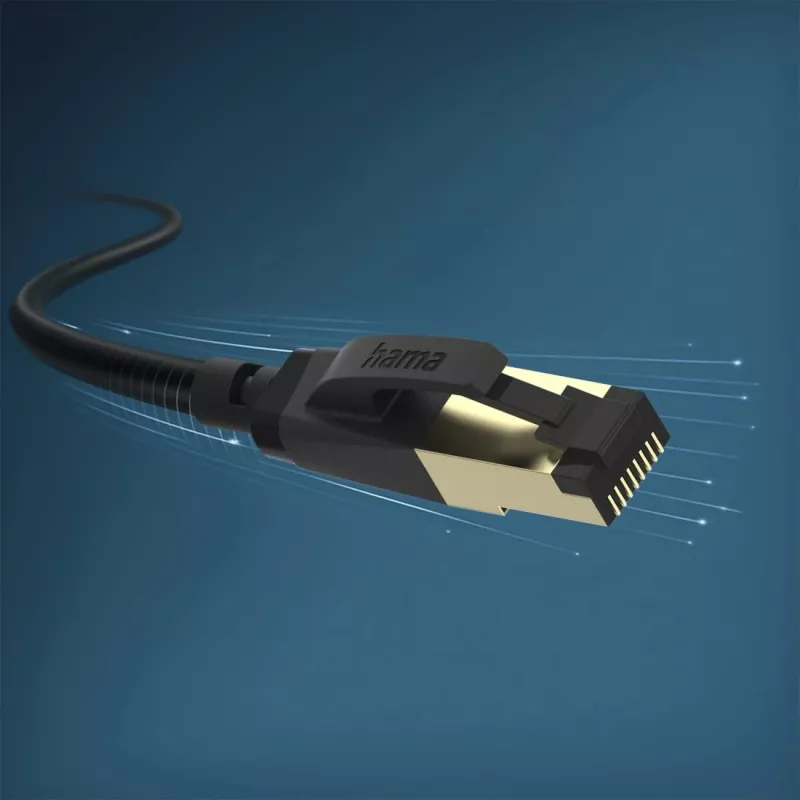 Hama 00202002 tinklo kabelis juodas 3 m Cat8 S/FTP (S-STP)