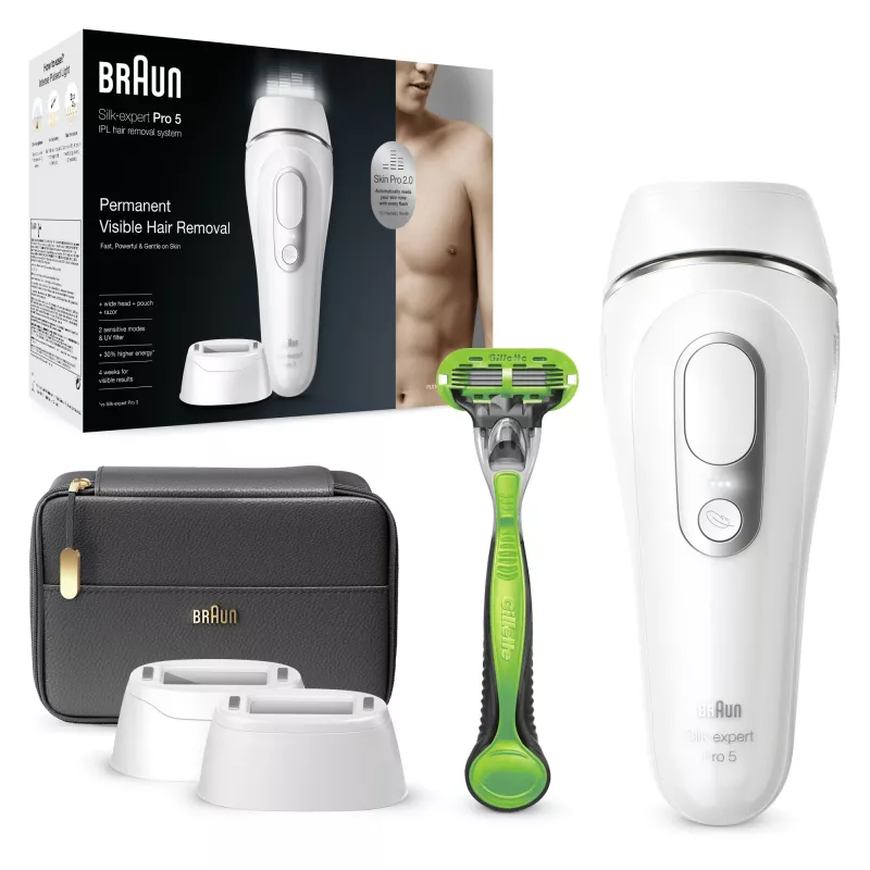 Braun Silk·expert Pro 5 PL5145 IPL plaukų šalinimo prietaisas, sidabrinis, baltas