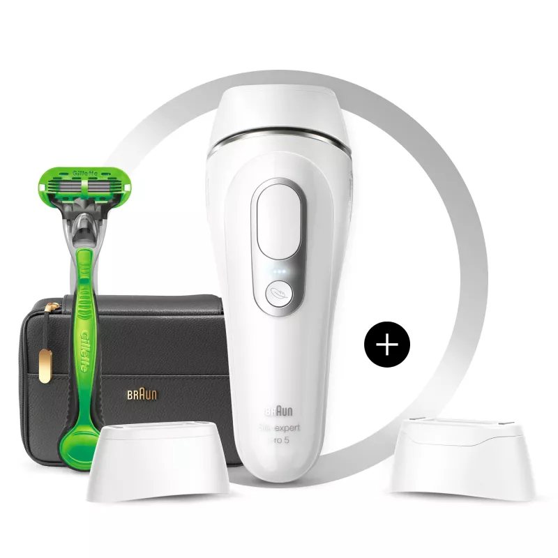 Braun Silk·expert Pro 5 PL5145 IPL plaukų šalinimo prietaisas, sidabrinis, baltas