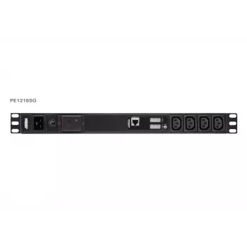 ATEN Basic Metered 1U PDU su apsauga nuo viršįtampių, pagrindinis, matuojantis, 1U, juoda, LCD, 18 AC lizdų, C13 jungtis