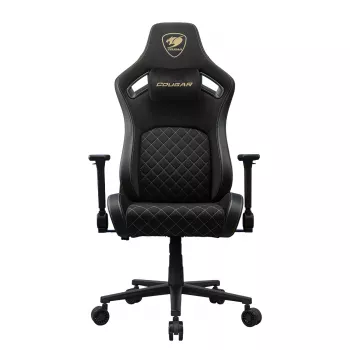 Žaidimų kėdė Cougar CGR-DFF-GLB – juoda/auksinė, reguliuojamas aukštis 129–136,5 cm, iki 120 kg